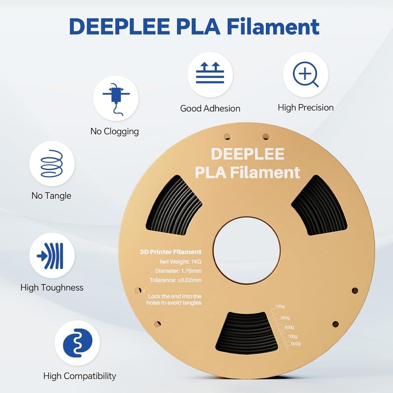 Deeplee PLA 1.75mm 3D Printer Filament, Dimensional Accuracy +/- 0.02mm, Neatly Wound, No Clogging, Vacuum Package, Fits for Most FDM 3D Printers, 4 Pack 1kg Yellow & Orange & Blue & Green - Image 2